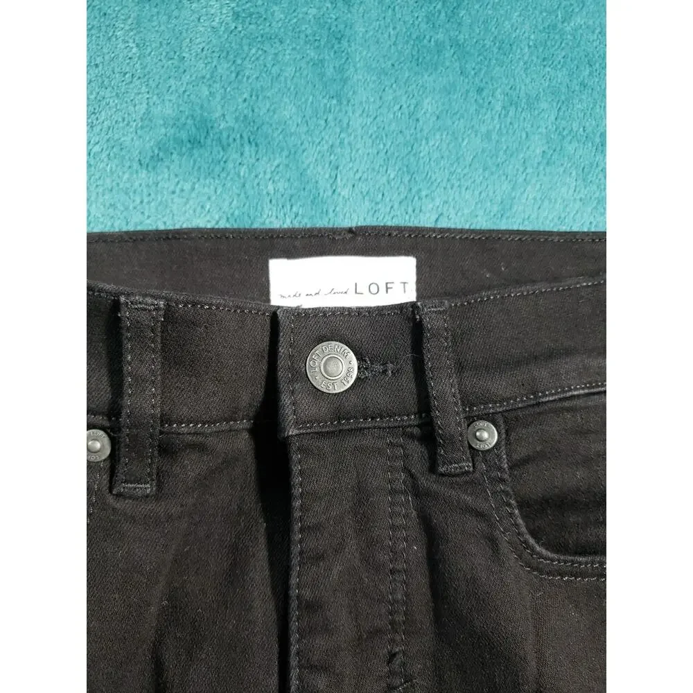 Loft Jeans Size 0 Women Black Pants Denim Stretch Dark Mid Rise The Skinny